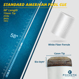 pool cue with 13mm leather tip