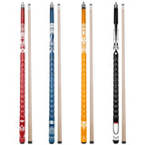 4 set pool sticks black red orange blue