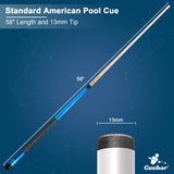 cuebar_pool_cue sticks_set_of_6 maple shaft 58 inches with 13mm tip